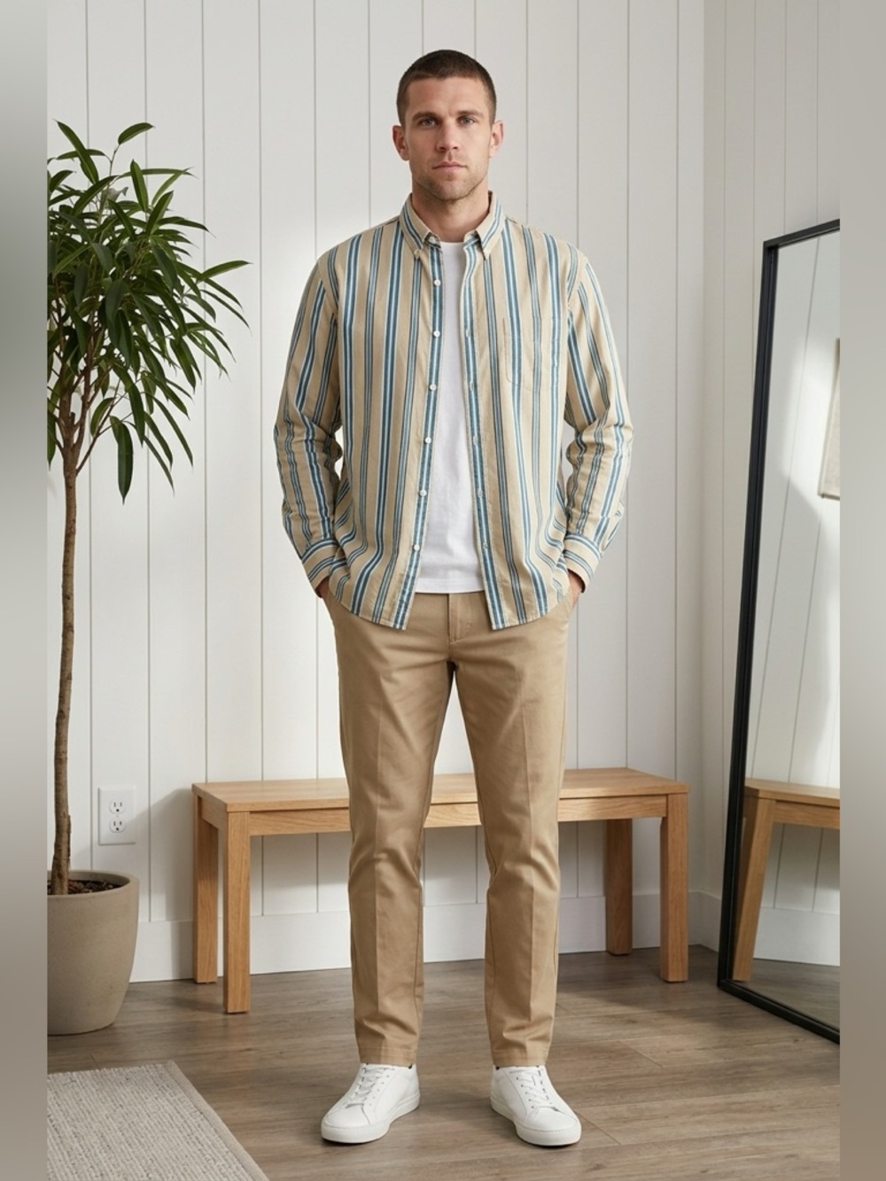 J. Crew Classic Striped Button-Down Shirt Size XL 100% Cotton